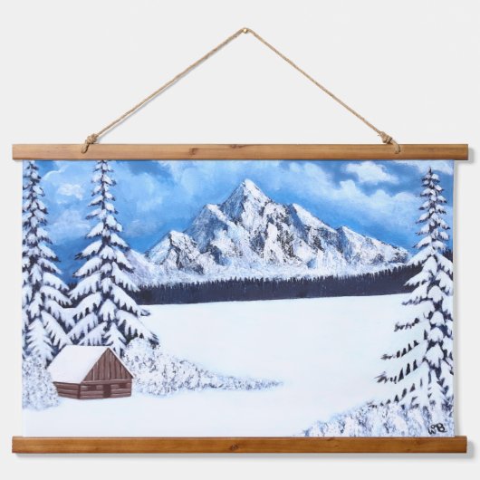 Winter Wonder Wood Topped Wall Tapestes Wandteppich Mit Holzrahmen (Vorne)