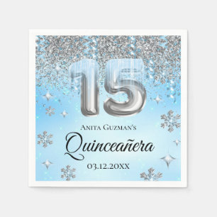 Winter Wonderland 15 Ballons Quinceanera Serviette