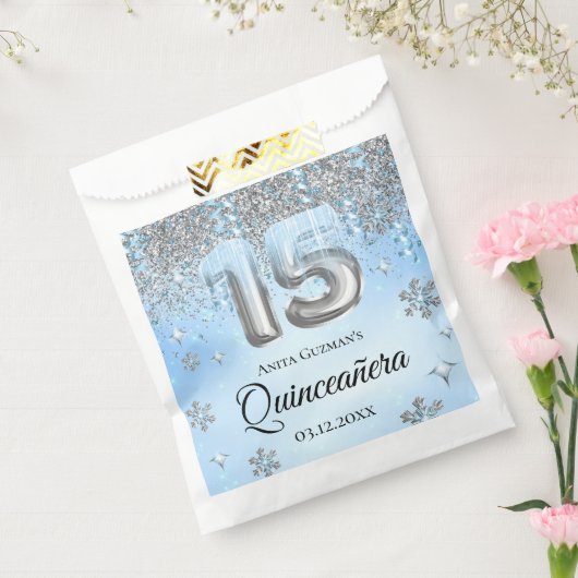 Winter Wonderland 15 Balloons Quinceanera Geschenktütchen (Versiegelt)