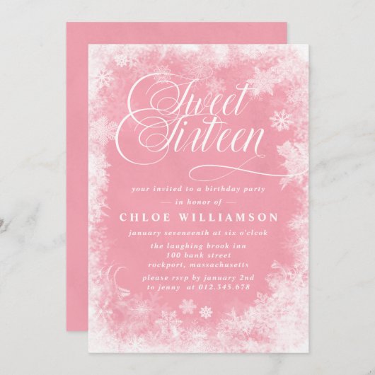 Winter Wonderland 16 . Geburtstag Party Einladung (Vorne/Hinten)