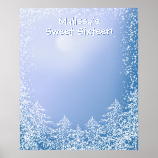 Winter Wonderland 16 . Geburtstag Sign in Board Poster (Vorne)