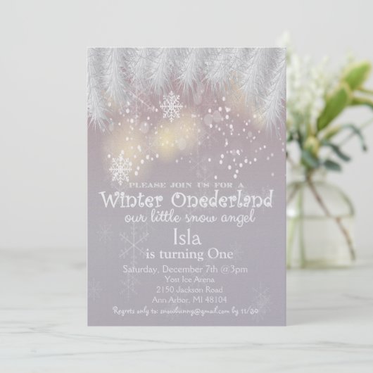 Winter Wonderland 1. Geburtstag Einladung (Stehend Vorderseite)