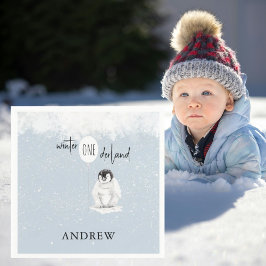 Winter Wonderland 1st Birthday Blue Paper Napkin Serviette