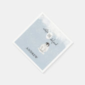 Winter Wonderland 1st Birthday Blue Paper Napkin Serviette (Ecke)