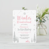 Winter Wonderland 3. Geburtstagseinladung, Mädchen Einladung (Stehend Vorderseite)