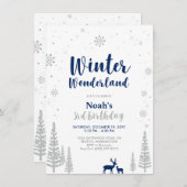 Winter Wonderland 3rd Boy Birthday Einladung (Vorne/Hinten)