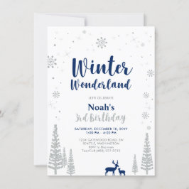 Winter Wonderland 3rd Boy Birthday Einladung