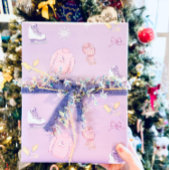 Winter Wonderland Abbildung Skater Ice Skate Lila Geschenkpapier Set