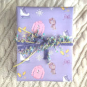 Winter Wonderland Abbildung Skater Ice Skate Lila Geschenkpapier Set