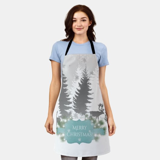 Winter Wonderland All-over Print Schürze - Aquamar (Getragen)