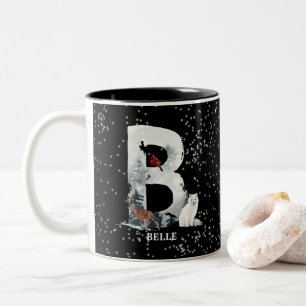 Winter Wonderland Alphabet B Monogram   Schneebolf Zweifarbige Tasse