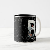 Winter Wonderland Alphabet B Monogram | Schneebolf Zweifarbige Tasse (VorderseiteRechts)
