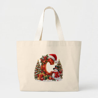 Winter Wonderland Alphabet Buchstabe C Feiertag  Jumbo Stoffbeutel