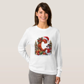 Winter Wonderland Alphabet Buchstabe C Feiertag  T-Shirt