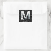 Winter Wonderland Alphabet M Monogram | Schneebolf Quadratischer Aufkleber (Tasche)