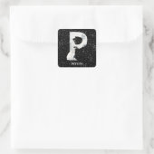 Winter Wonderland Alphabet P Monogram | Schneebolf Quadratischer Aufkleber (Tasche)