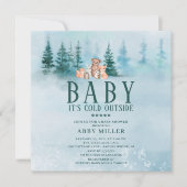 Winter Wonderland Animals Baby Es ist kalt draußen Einladung (Vorderseite)
