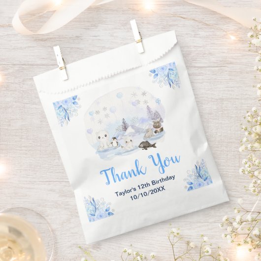 Winter Wonderland Animals Birthday Party Thank You Geschenktütchen (Ausgeschnitten)