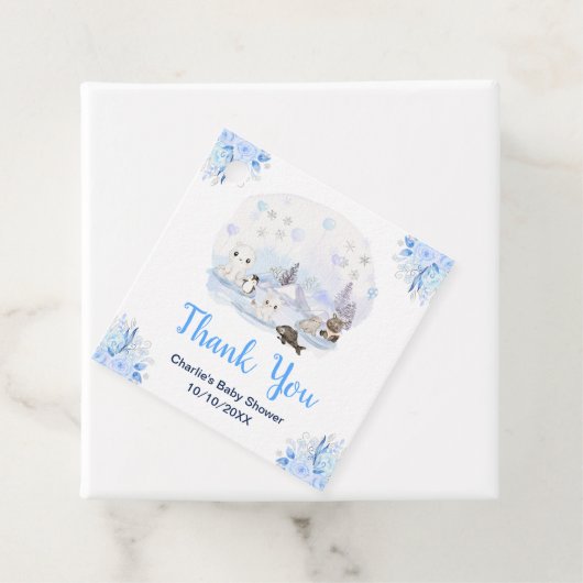 Winter Wonderland Animals Kinderdusche Danke Geschenkanhänger (Beispiel)