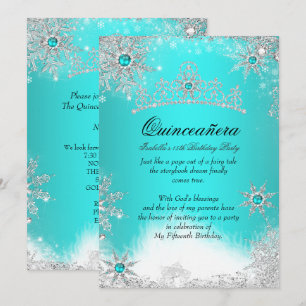 Winter Wonderland Aqua Blau Quinceanera-Party Einladung