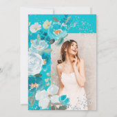 Winter Wonderland aquamarin blaue Blume 16 . Gebur Einladung (Rückseite)