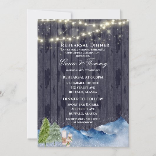 Winter Wonderland | Aquarellfarbene Probe Abendess Einladung (Vorderseite)