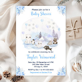 Winter Wonderland Arctic Animals Baby Dusche Einladung