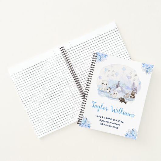 Winter Wonderland Arctic Animals Birth Statistics Notizblock (Innenseite)