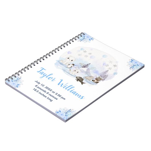 Winter Wonderland Arctic Animals Birth Statistics Notizblock (Linke Seite)