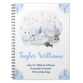 Winter Wonderland Arctic Animals Birth Statistics Notizblock (Vorderseite)
