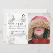 Winter Wonderland Arctic Animals Boy Geburtstag Einladung (Vorderseite)