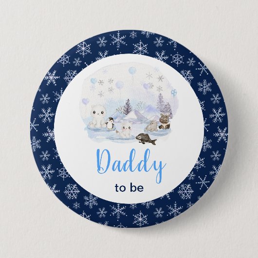 Winter Wonderland Arctic Animals Daddy To Be Button (Vorderseite)