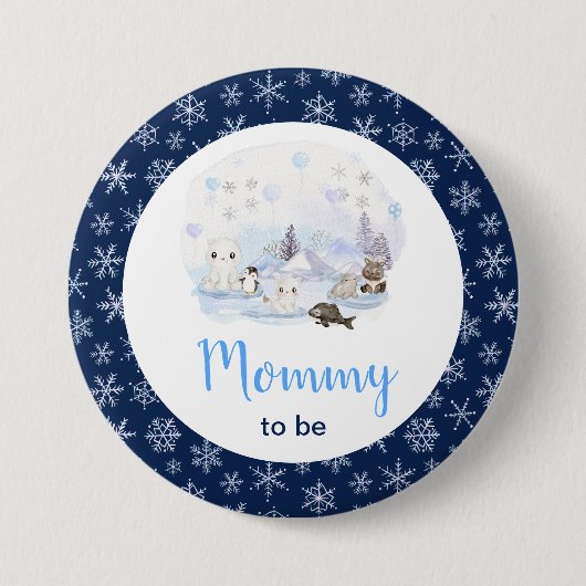 Winter Wonderland Arctic Animals Mommy To Be Button (Vorderseite)
