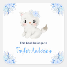 Winter Wonderland Arctic Cat Kids Bookplate Quadratischer Aufkleber