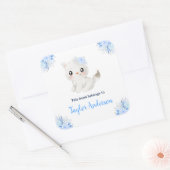 Winter Wonderland Arctic Cat Kids Bookplate Quadratischer Aufkleber (Umschlag)