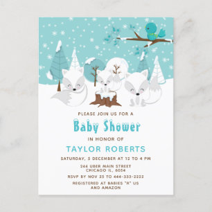 Winter Wonderland Arctic Fox Baby Dusche Postkarte