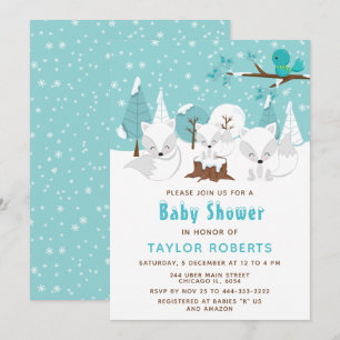 Winter Wonderland Arctic Fox Baby Shower Einladung