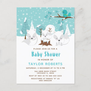 Winter Wonderland Arctic Fox Baby Shower Postkarte