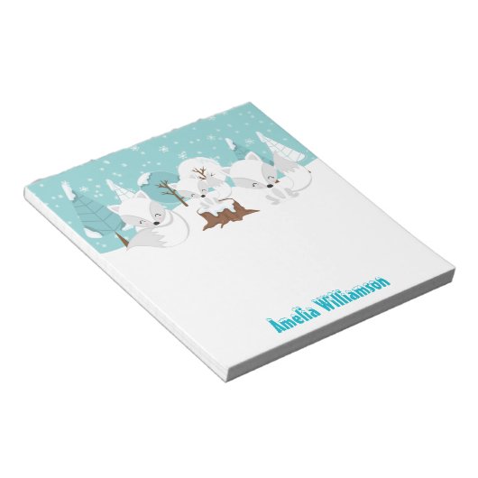 Winter Wonderland Arctic Foxes Notizblock (angewinkelt)