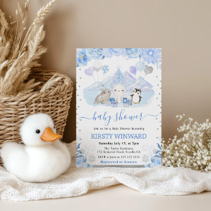 Winter Wonderland Arktische Tiere Baby Shower Einladung