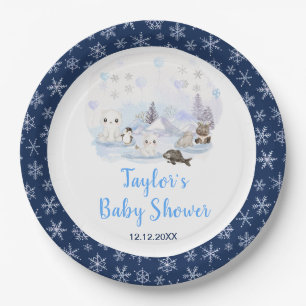 Winter Wonderland Arktische Tiere Baby Shower Pappteller