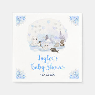 Winter Wonderland Arktische Tiere Baby Shower Serviette