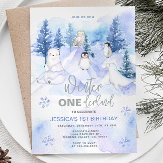 Winter Wonderland Arktische Tiere Geburtstag Einladung