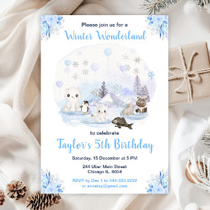 Winter Wonderland Arktische Tiere Geburtstag Einladung