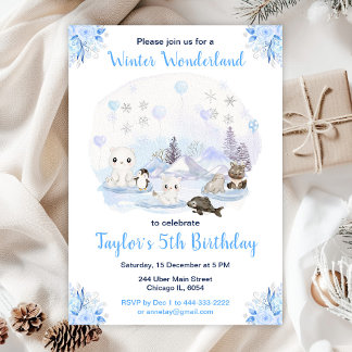 Winter Wonderland Arktische Tiere Geburtstag Einladung