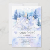Winter Wonderland Arktische Tiere Geburtstag Einladung (Vorderseite)