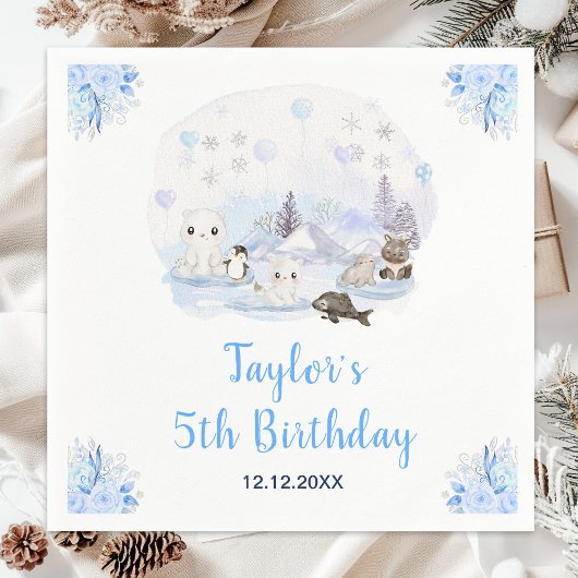 Winter Wonderland Arktische Tiere Geburtstag Serviette