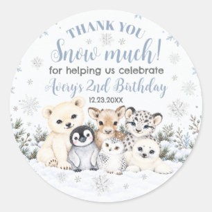 Winter Wonderland Arktische Tiere Geburtstagsfavor Runder Aufkleber