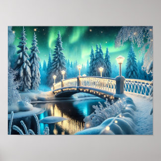 Winter Wonderland Aurora: Schneebrücke Kunst, Dich Poster