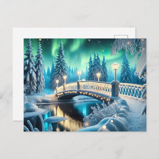 Winter Wonderland Aurora: Schneebrücke Kunst, Dich Postkarte (Vorne/Hinten)